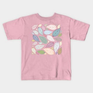 Assorted sof pastel colors leaves botanical collection Kids T-Shirt